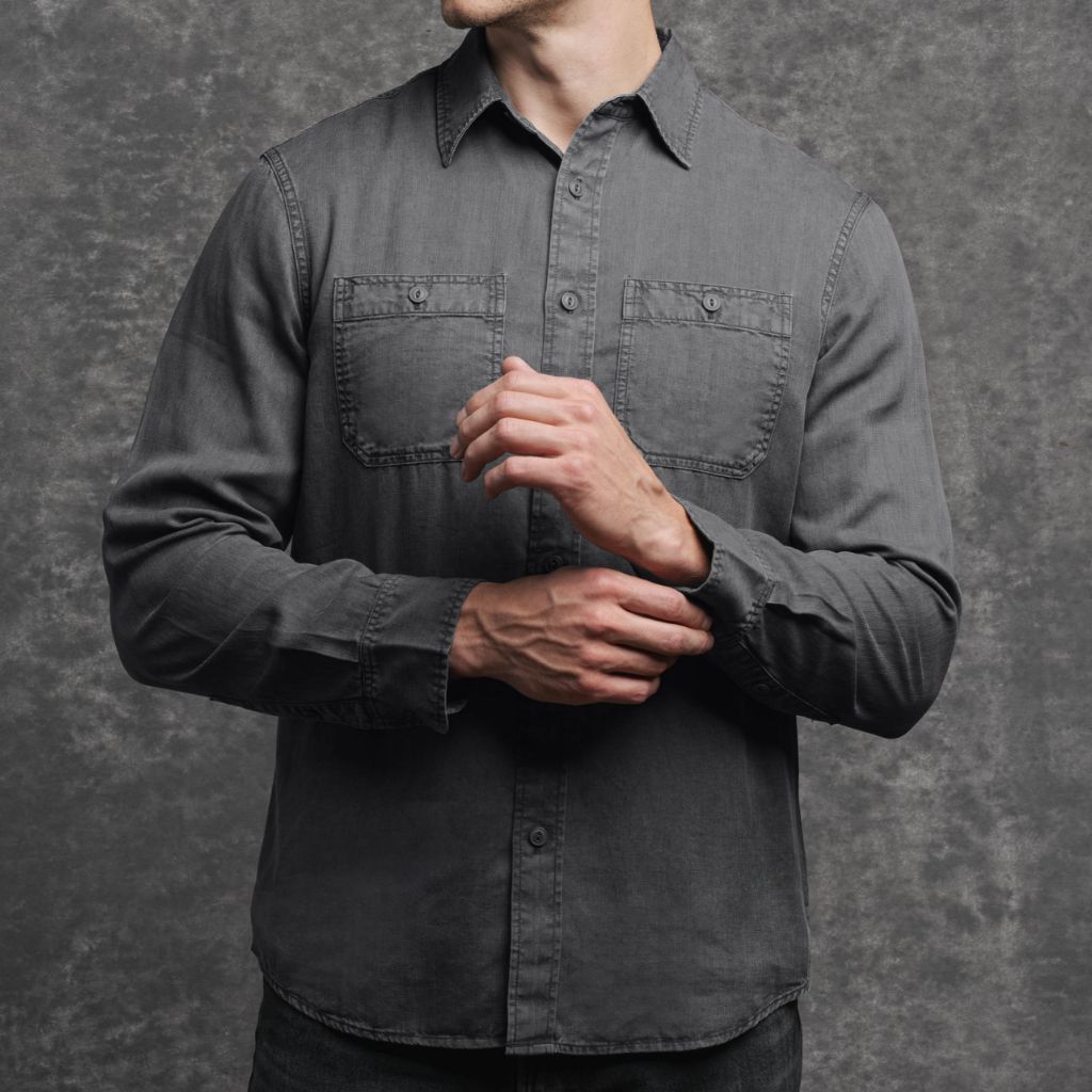Chambray Workshirt | Charcoal - Image 6