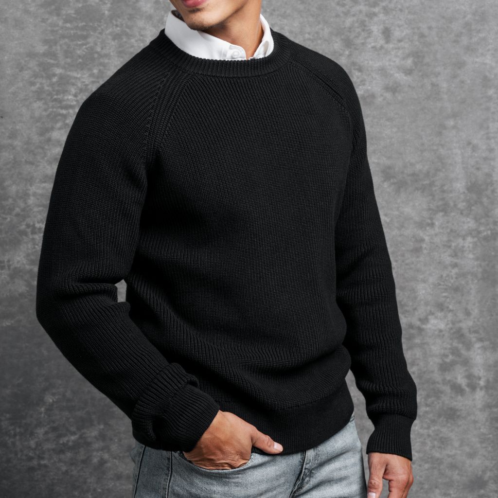 Ribbed Crewneck | Black - Image 6