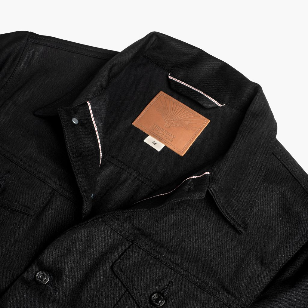 Selvedge Denim Trucker Jacket | Black - Image 7
