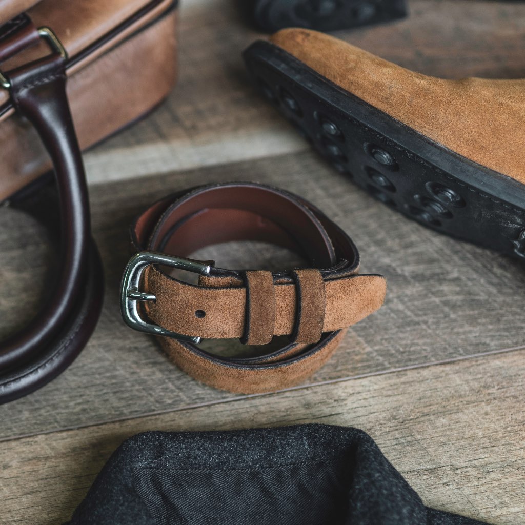 Men's Refined Leather Belt | Cognac Suede - Image 7