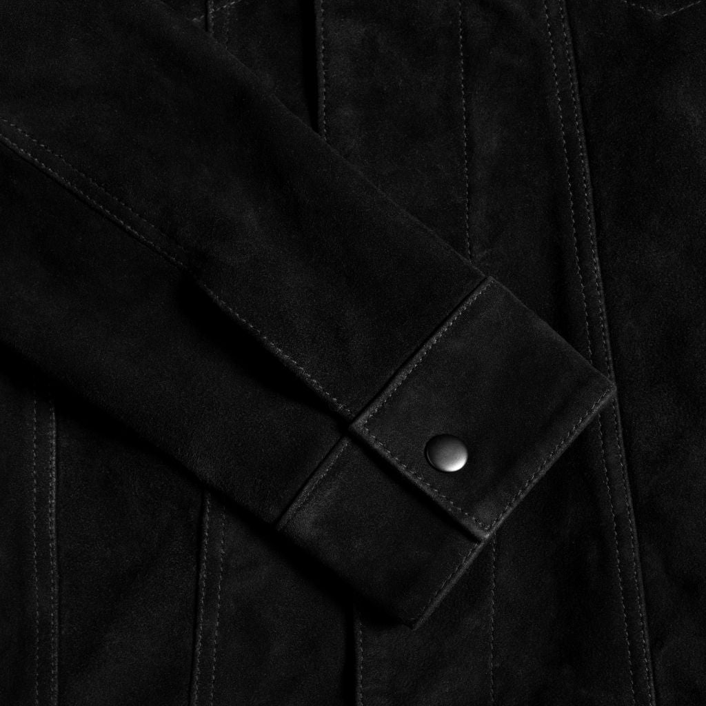 Suede Trucker Jacket | Black - Image 8