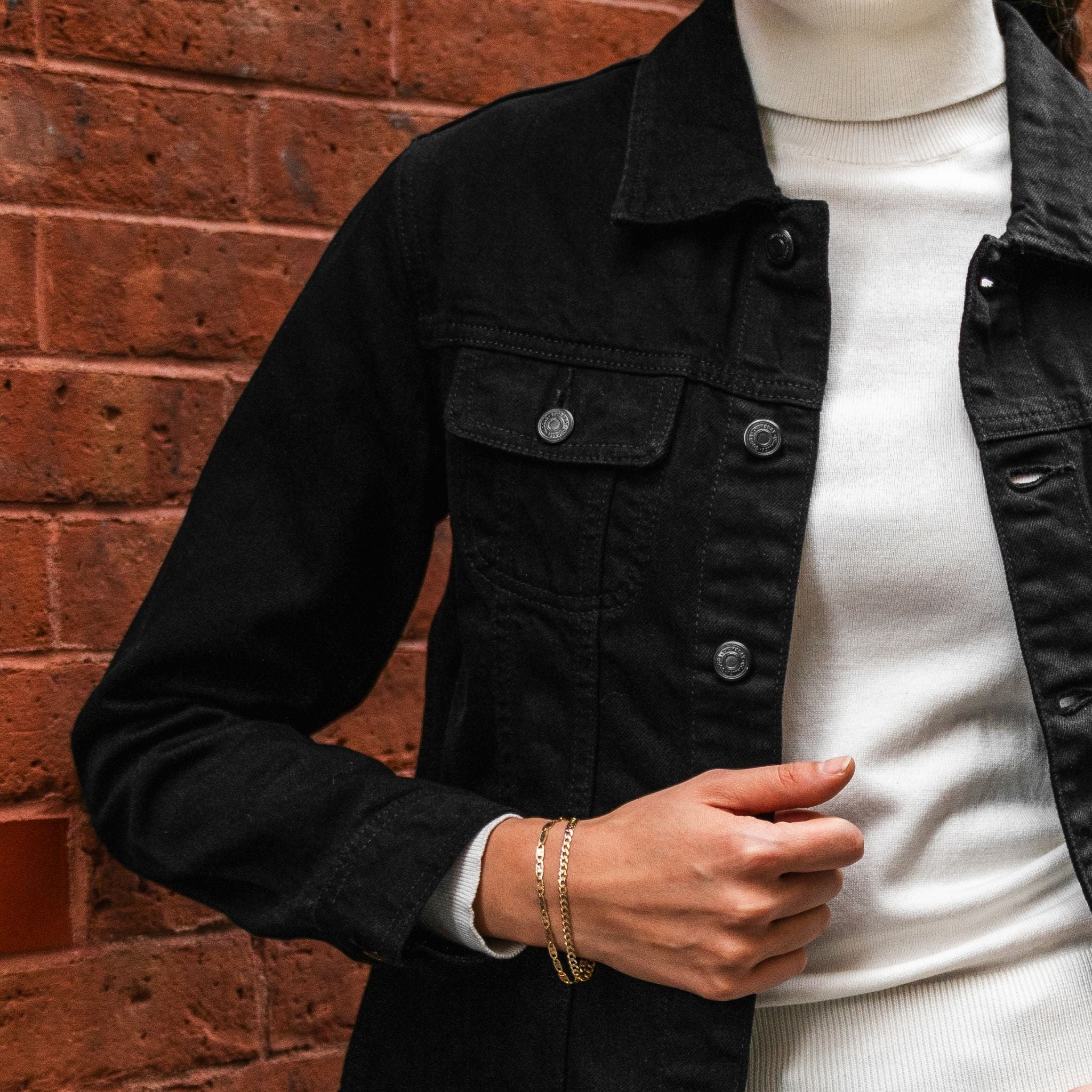 Denim Trucker Jacket | Black - Image 2