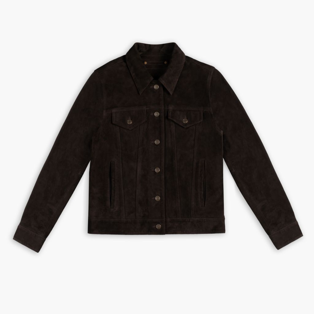 Suede Trucker Jacket | Chocolate - Image 4