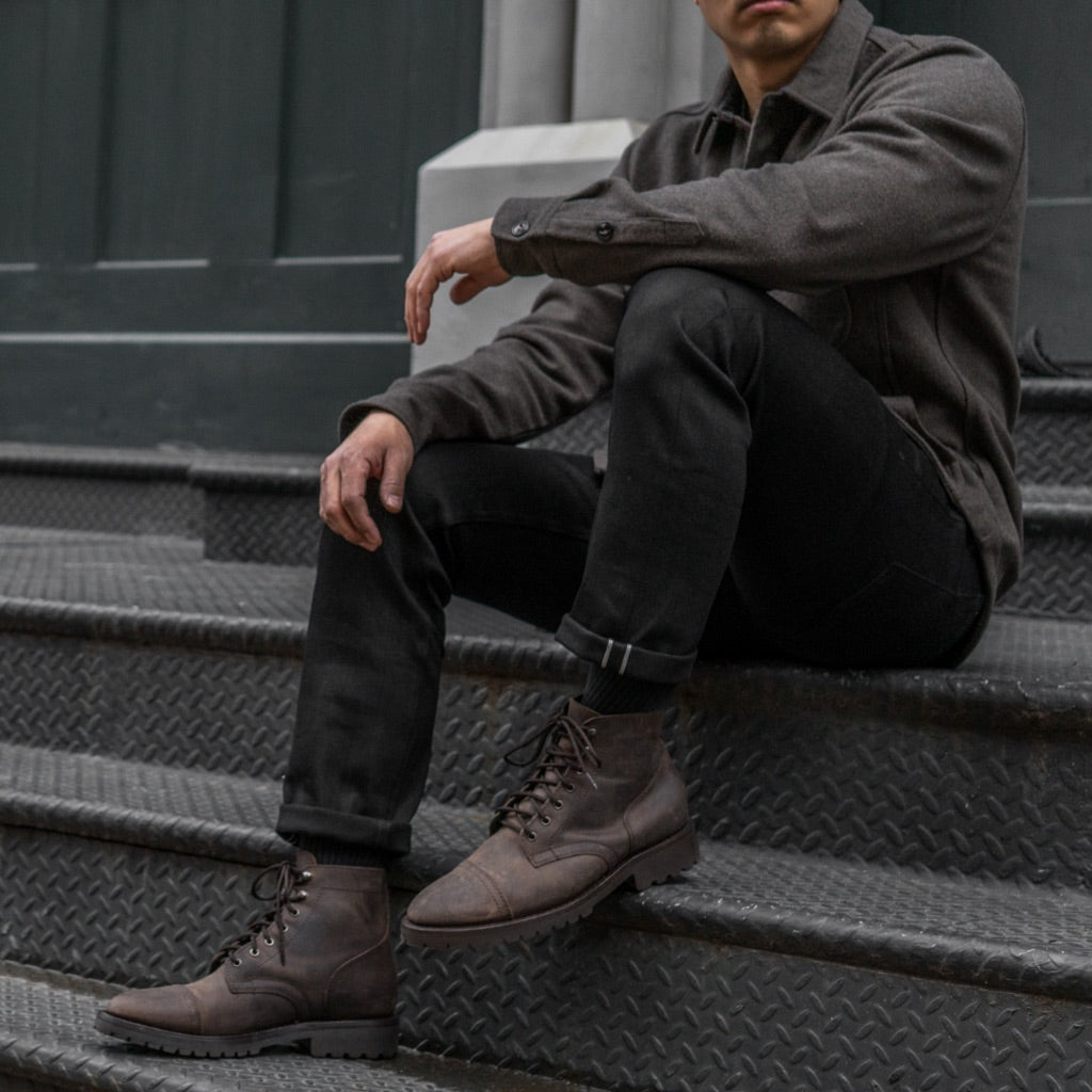 UB Stretch Selvedge Tapered Jeans | Black - Image 9